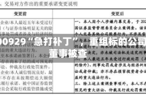 600929“急打补丁”，重组标的公司董事被查