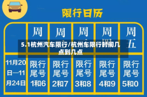 5.1杭州汽车限行/杭州车限行时间几点到几点
