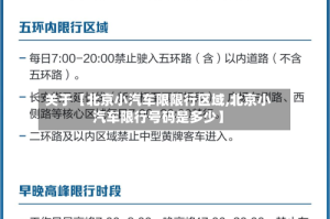 关于【北京小汽车限限行区域,北京小汽车限行号码是多少】