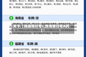 关于【珠海限行粤s,珠海限行粤A吗】