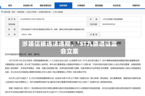 涉嫌信披违法违规，*ST九鼎遭证监会立案
