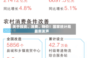 关于投资、消费、物价！国家统计局最新发声