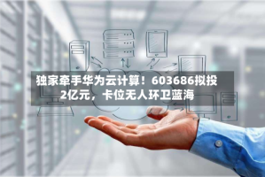 独家牵手华为云计算！603686拟投2亿元，卡位无人环卫蓝海