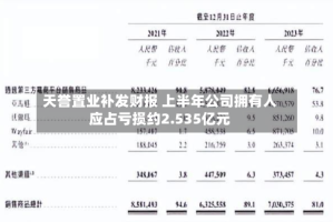 天誉置业补发财报 上半年公司拥有人应占亏损约2.535亿元