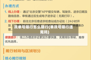 双单号限行怎么限行(单双号限行违宪吗)