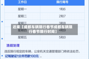 近来【成都车辆限行春节成都车辆限行春节限行时间】