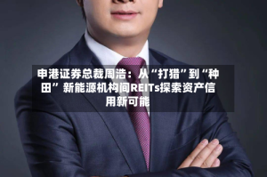 申港证券总裁周浩：从“打猎”到“种田” 新能源机构间REITs探索资产信用新可能