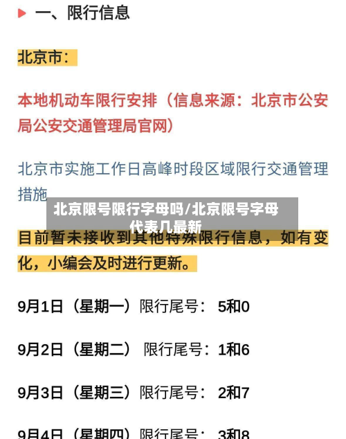 北京限号限行字母吗/北京限号字母代表几最新-第1张图片