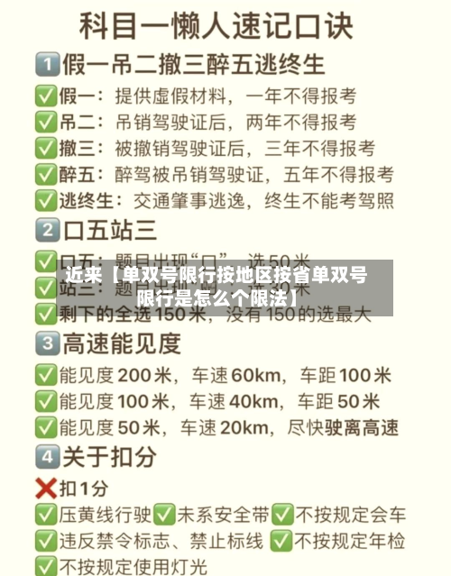 近来【单双号限行按地区按省单双号限行是怎么个限法】-第1张图片