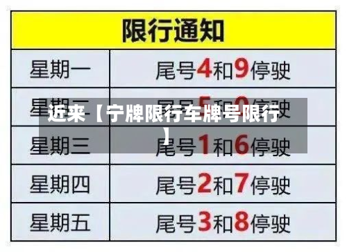 近来【宁牌限行车牌号限行】-第1张图片