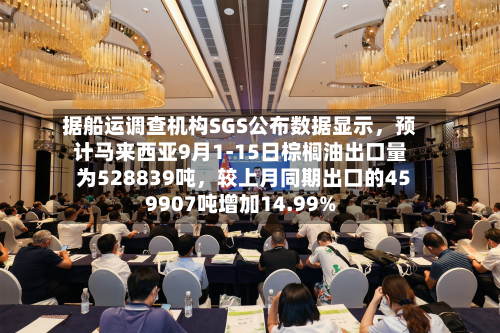 据船运调查机构SGS公布数据显示，预计马来西亚9月1-15日棕榈油出口量为528839吨	，较上月同期出口的459907吨增加14.99%-第1张图片