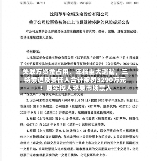 关联方资金占用	、年报重大遗漏，三特索道及责任人合计被罚3290万元！原实控人终身市场禁入-第2张图片