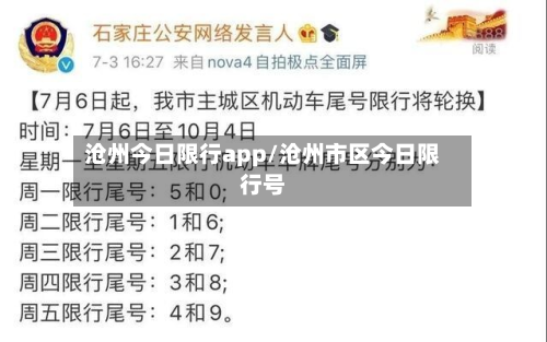 沧州今日限行app/沧州市区今日限行号-第1张图片