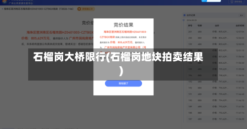 石榴岗大桥限行(石榴岗地块拍卖结果)-第2张图片